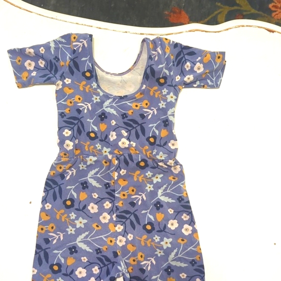 Alice + Ames Girls Size 5 Short Sleeve Wide Leg Jumpsuit in Underwater Florals - Picture 2 of 4